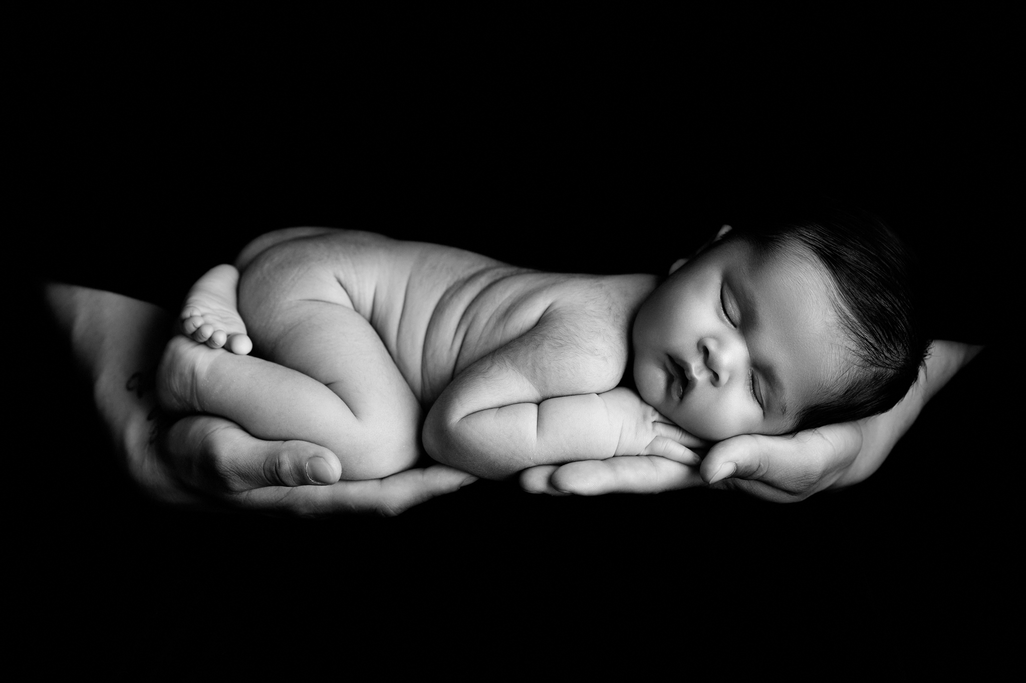 Sleeping newborn baby posed in studio by Fresno California newborn photographer Stephanie Leal